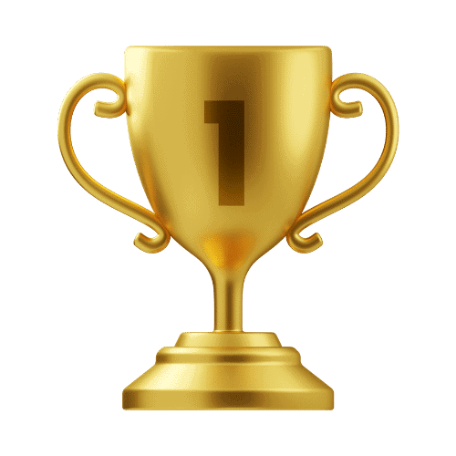 Illustration of a gold trophy cup with the number 1 on the front, sturdy handles, and a round base—symbolizing Fetch‑A‑Tech’s commitment to delivering top-notch, family-owned service you can trust in Las Vegas.